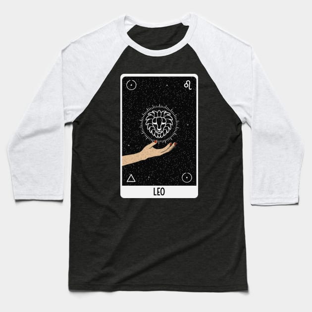 Leo Astrology Tarot Card Baseball T-Shirt by Manzo Carey